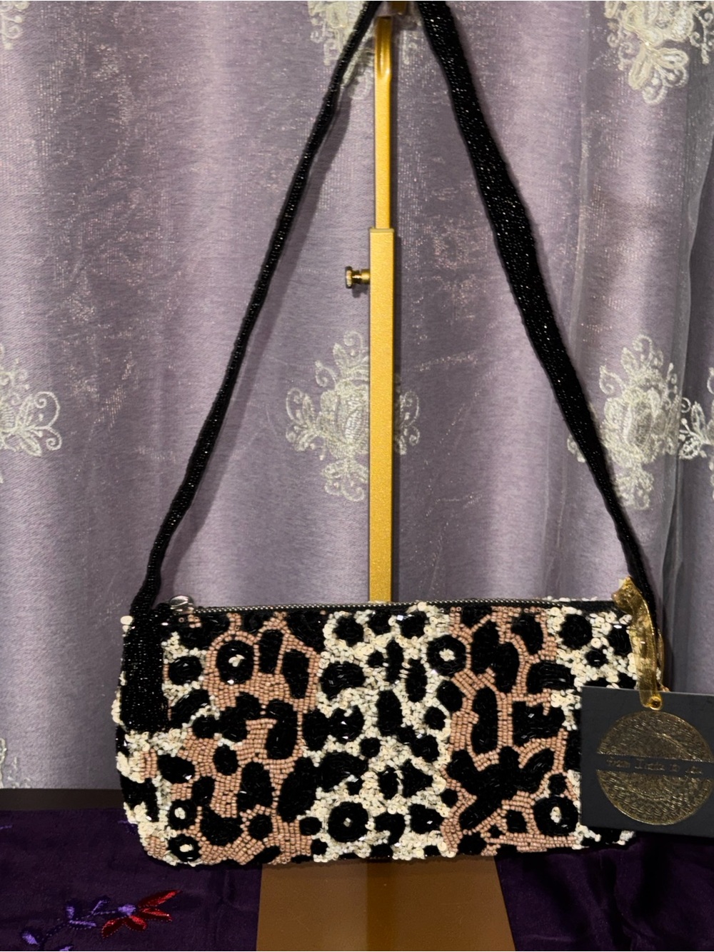 NWT From India To You Beaded Leopard Shoulder Bag